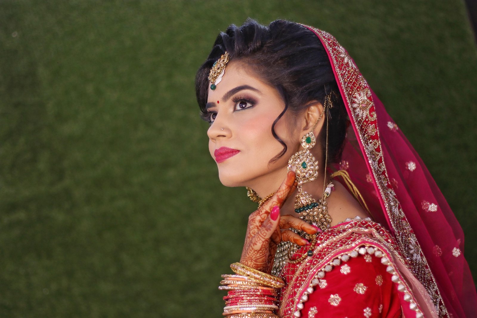 Bridal makeup with dupatta